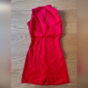 Red Lace Back Sleeveless Biketard Leotard